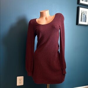 Elegant Burgundy Knit Dress